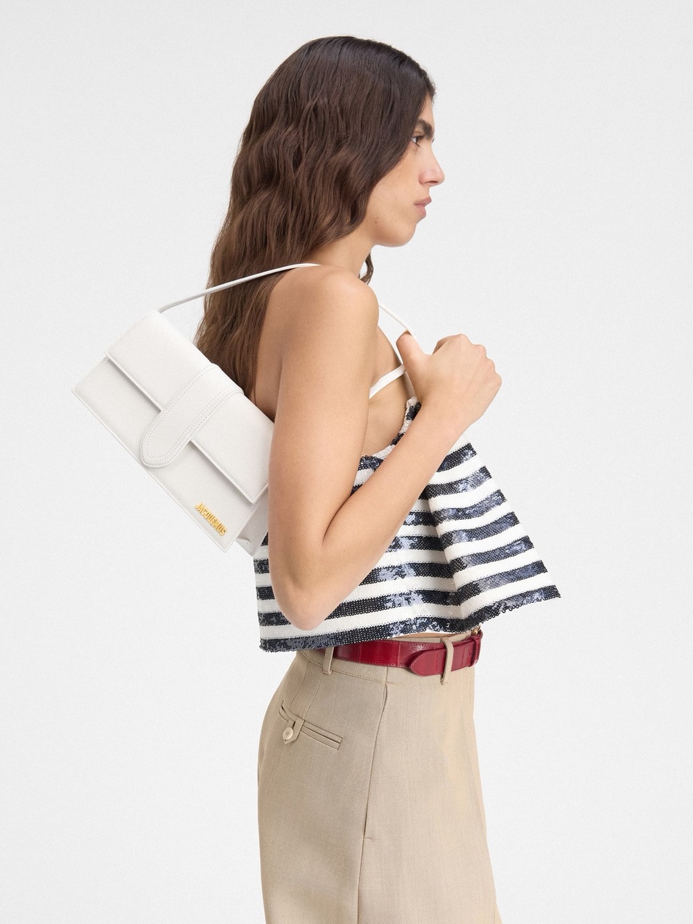Jacquemus Le Bambino Long (White with gold hardware)